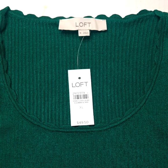 Ann Taylor LOFT Beautiful scallopped edge Short Sleeve Sweater Top☆ XL - Picture 6 of 13